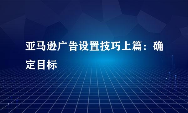 亚马逊广告设置技巧上篇：确定目标