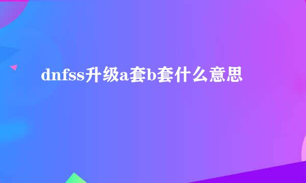 dnfss升级a套b套什么意思