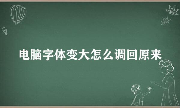 电脑字体变大怎么调回原来