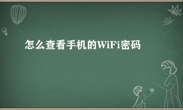 怎么查看手机的WiFi密码