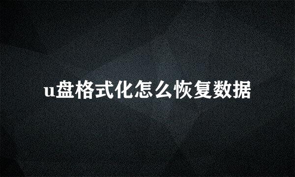 u盘格式化怎么恢复数据