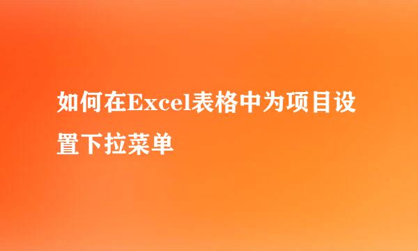 如何在Excel表格中为项目设置下拉菜单