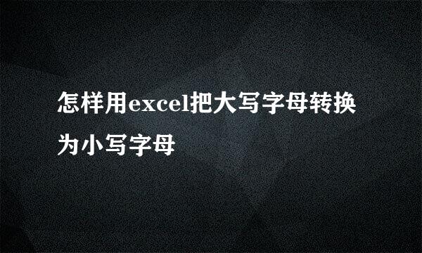 怎样用excel把大写字母转换为小写字母