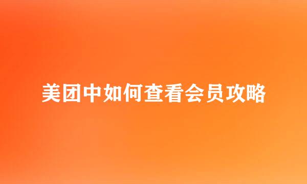 美团中如何查看会员攻略