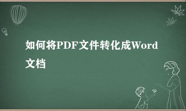 如何将PDF文件转化成Word文档