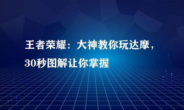王者荣耀：大神教你玩达摩，30秒图解让你掌握
