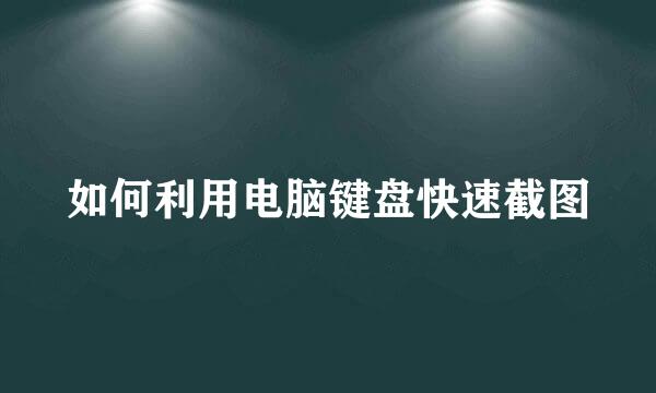 如何利用电脑键盘快速截图