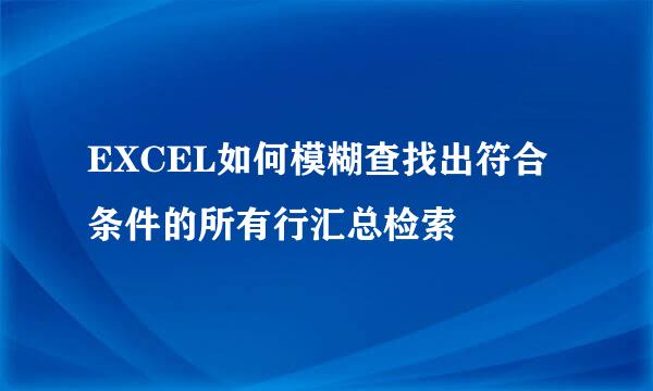 EXCEL如何模糊查找出符合条件的所有行汇总检索