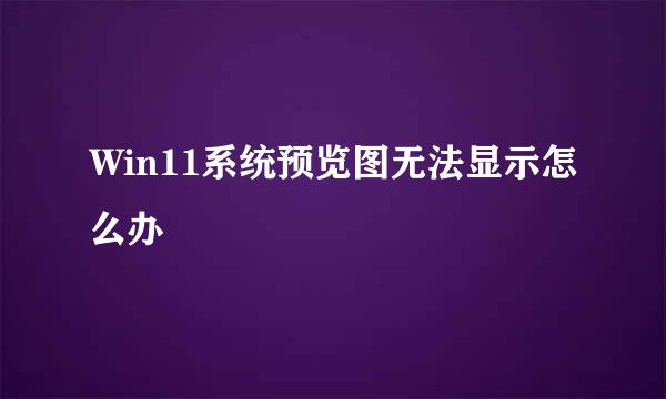 Win11系统预览图无法显示怎么办