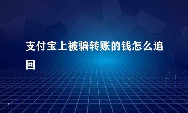 支付宝上被骗转账的钱怎么追回