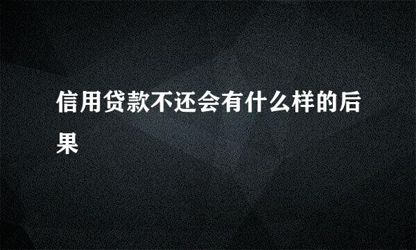 信用贷款不还会有什么样的后果