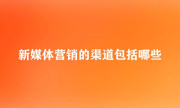 新媒体营销的渠道包括哪些