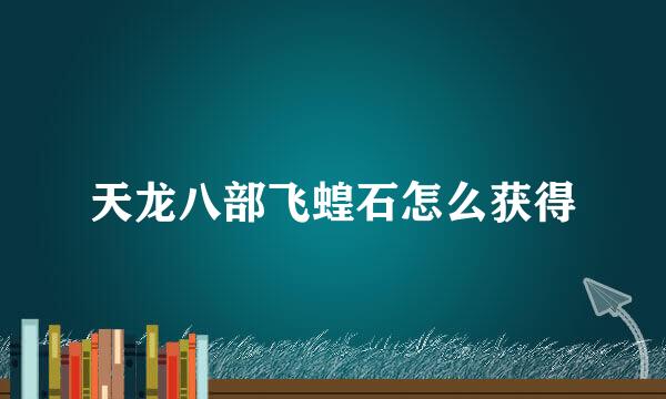 天龙八部飞蝗石怎么获得
