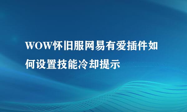 WOW怀旧服网易有爱插件如何设置技能冷却提示