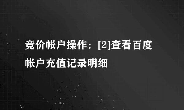 竞价帐户操作：[2]查看百度帐户充值记录明细