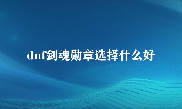 dnf剑魂勋章选择什么好