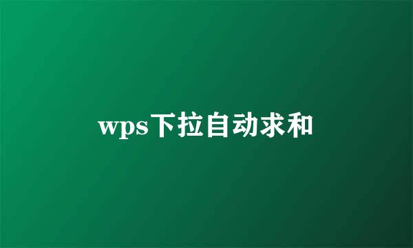 wps下拉自动求和