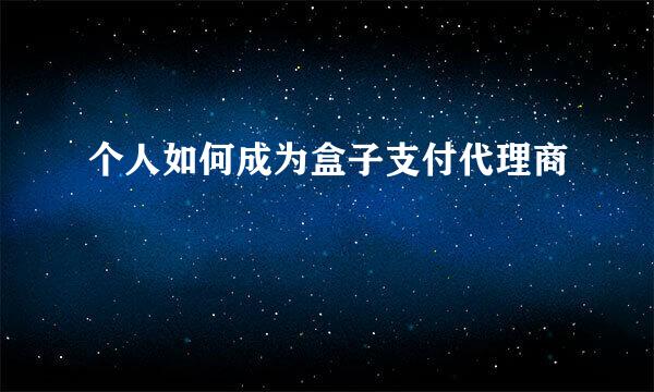 个人如何成为盒子支付代理商