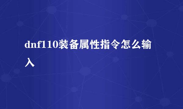 dnf110装备属性指令怎么输入