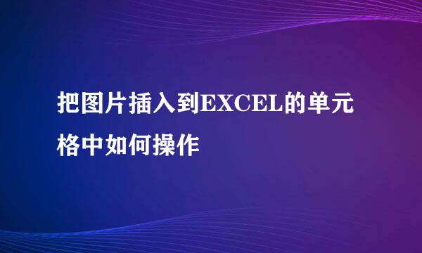 把图片插入到EXCEL的单元格中如何操作