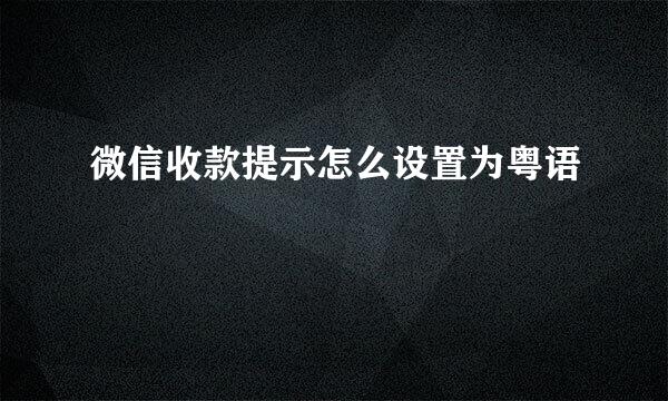 微信收款提示怎么设置为粤语