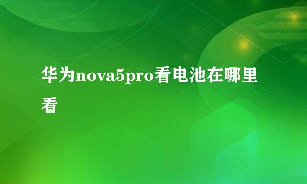 华为nova5pro看电池在哪里看