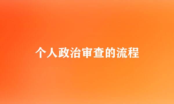 个人政治审查的流程