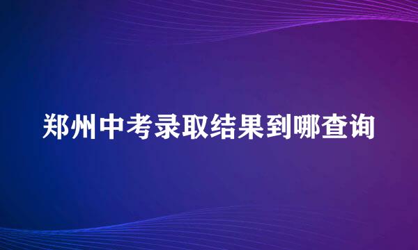 郑州中考录取结果到哪查询
