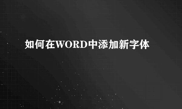 如何在WORD中添加新字体