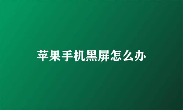 苹果手机黑屏怎么办