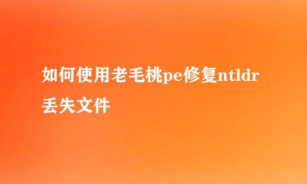 如何使用老毛桃pe修复ntldr丢失文件