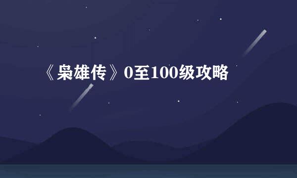 《枭雄传》0至100级攻略