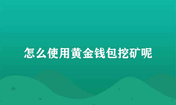 怎么使用黄金钱包挖矿呢
