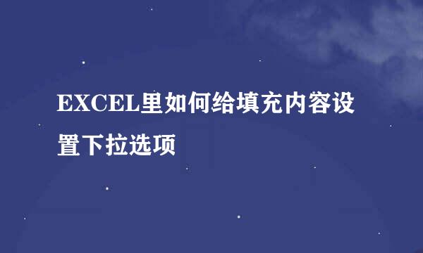 EXCEL里如何给填充内容设置下拉选项