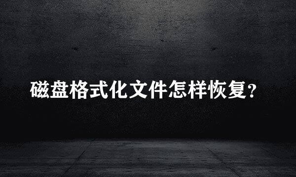 磁盘格式化文件怎样恢复？