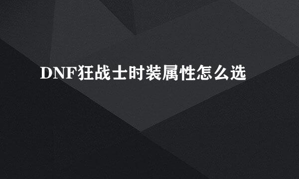 DNF狂战士时装属性怎么选