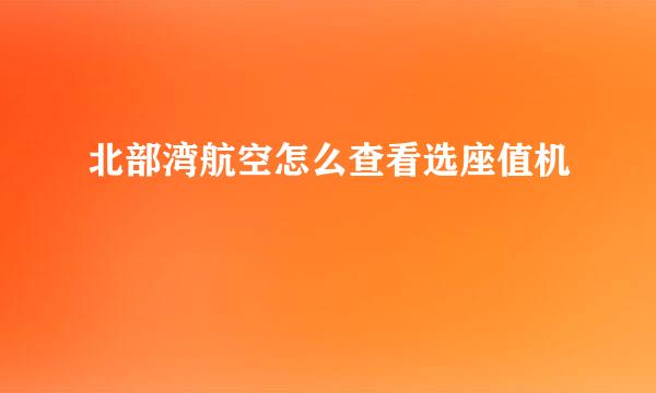 北部湾航空怎么查看选座值机