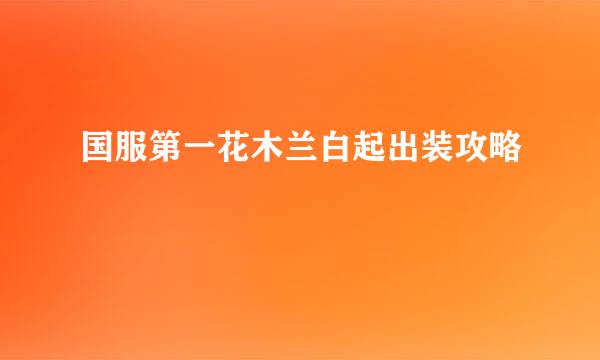国服第一花木兰白起出装攻略