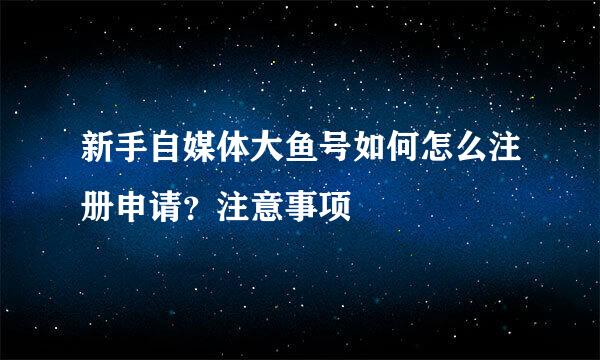 新手自媒体大鱼号如何怎么注册申请？注意事项