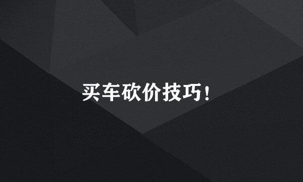 买车砍价技巧！