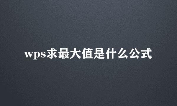 wps求最大值是什么公式