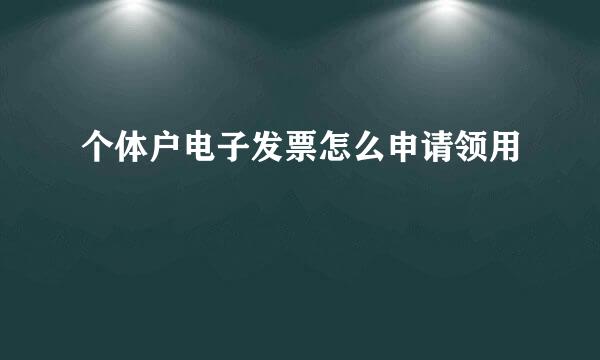 个体户电子发票怎么申请领用