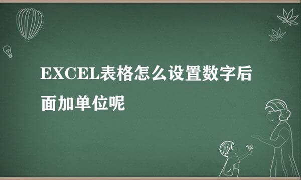 EXCEL表格怎么设置数字后面加单位呢