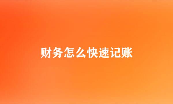 财务怎么快速记账