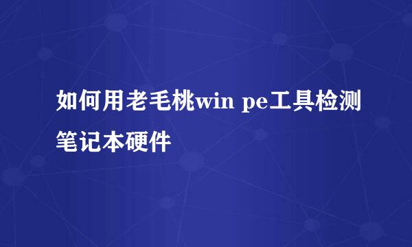 如何用老毛桃win pe工具检测笔记本硬件