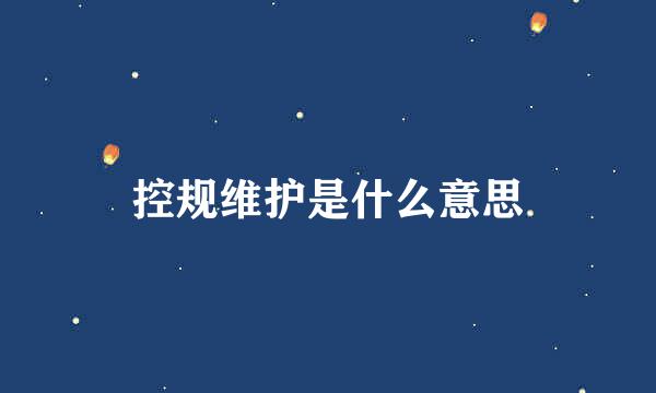控规维护是什么意思