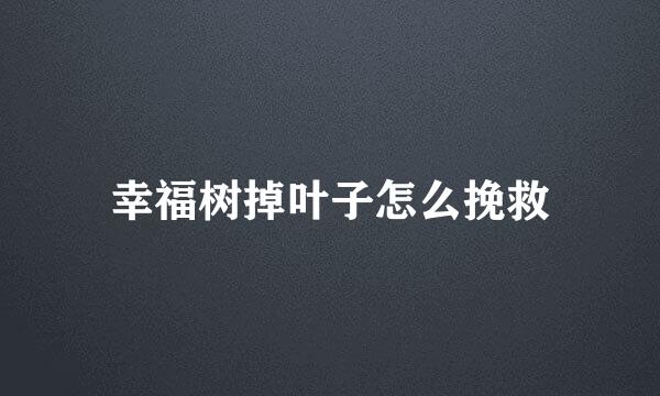 幸福树掉叶子怎么挽救