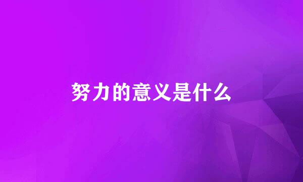 努力的意义是什么