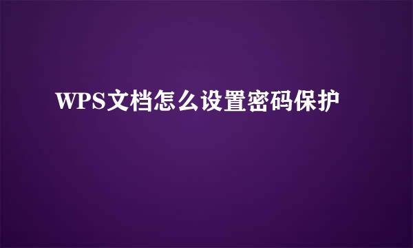WPS文档怎么设置密码保护