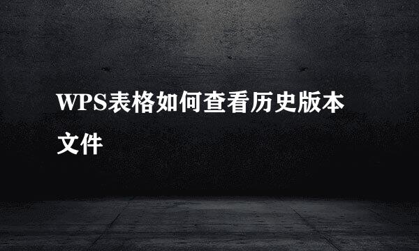 WPS表格如何查看历史版本文件